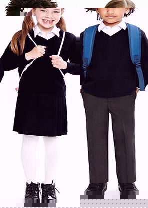Bhs Boys Junior Unisex Black Slim Fit V-Neck School