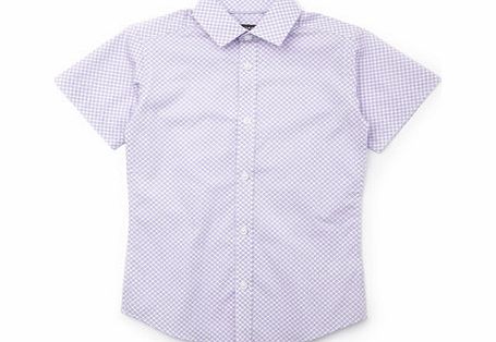 Boys Lilac Short Sleeve Ditsy Print Shirt, lilac