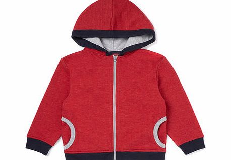 Boys Red Zip Through Hooded Top, red 1621283874