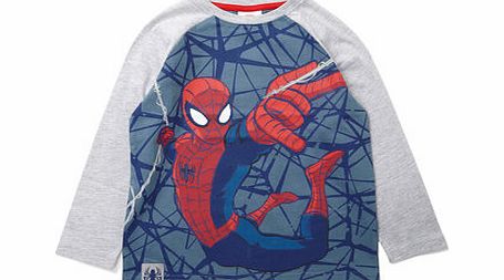 Boys Spiderman Raglan Sleeve Top, grey 1621330870
