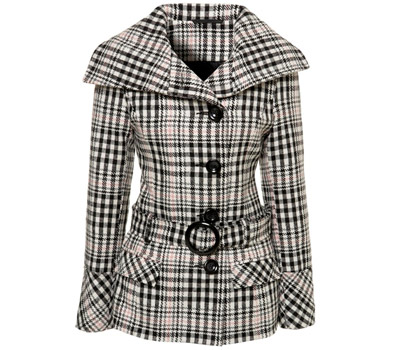 bhs Check drop waist belted coat