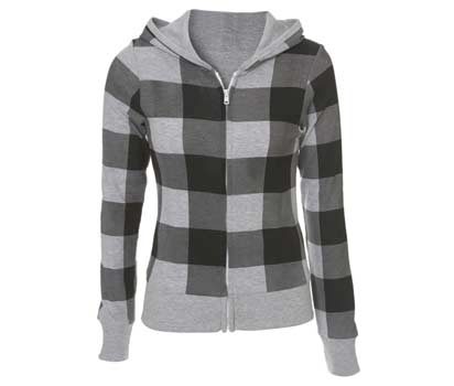 bhs Check tonal grey zip thru hoodie