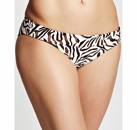 Bhs Chocolate And Ivory Tiger Print Bikini Pants,