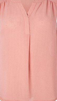 Bhs Coral V Neck Check Blouse, coral 8617523641