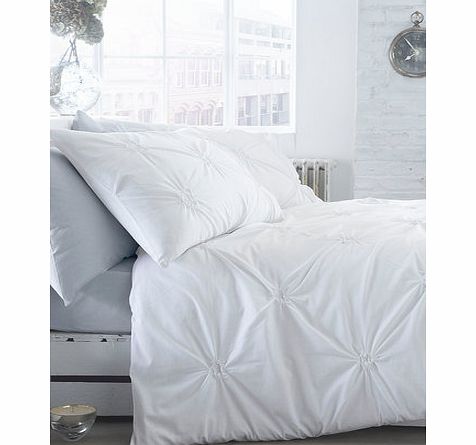 Cotton circle knot white bedding set, grey