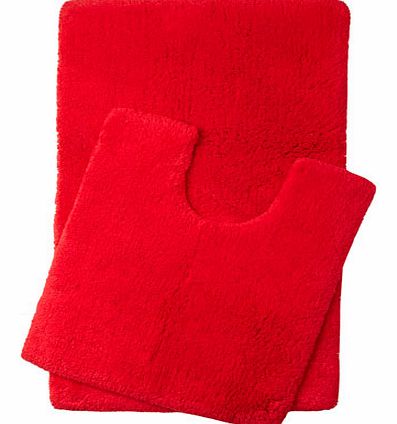 Deep red Ultimate bath and pedestal mats range,