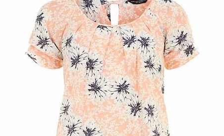 Bhs Dorothy Perkins Coral floral tie back tee,