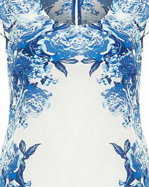 Bhs Dorothy Perkins Floral Print Shell Top, blue