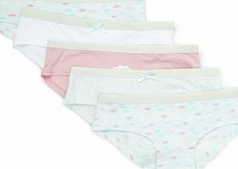 Bhs Girls 5 Pack Cloud Design Shorties, Turquoise