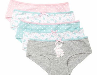Bhs Girls 5 Pack Cute Bunny Shorties, multi 1491529530