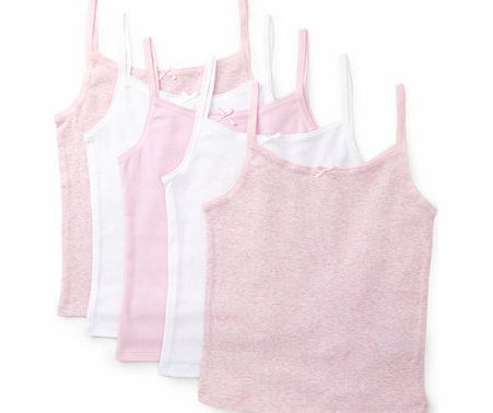 Bhs Girls 5 Pack Girls Strappy Vests, pink/white