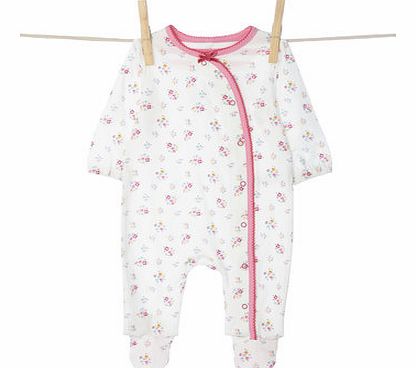 Bhs Girls Baby Girls Floral Sleepsuit, ivory