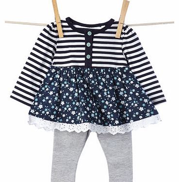 Girls Baby Girls Floral Striped Tunic Top &