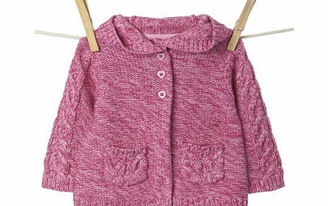 Bhs Girls Baby Girls Hooded Knitted Cardigan, pink