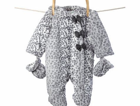Bhs Girls Baby Girls Snow Leopard Pramsuit with