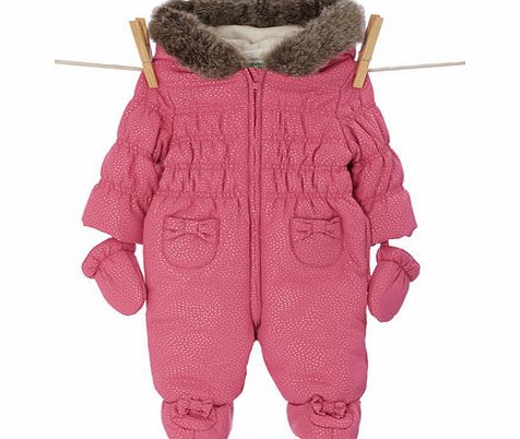 Bhs Girls Baby Girls Sparkle Padded Snowsuit, pink