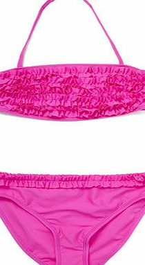 Bhs Girls Girls Fluro Pink Frill Bandeau Bikini,