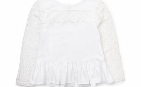 Bhs Girls Girls Ivory Lace Sleeve Top, ivory