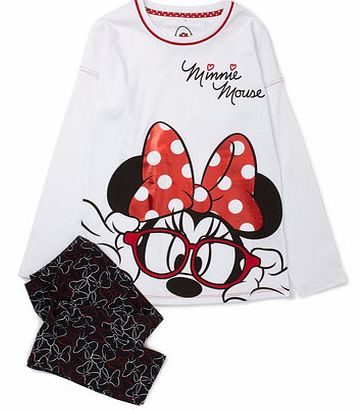 Girls Minnie Mouse Girls Pyjamas, red/white