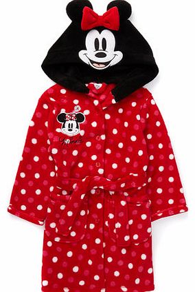 Girls Minnie Mouse Hooded Dressing Gown, pink