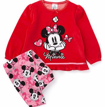Girls Minnie Mouse Velour Pyjamas, red 8880863874