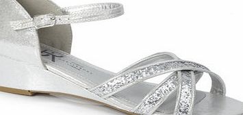 Bhs Girls Older Girls Silver Glitter Wedge Sandals,