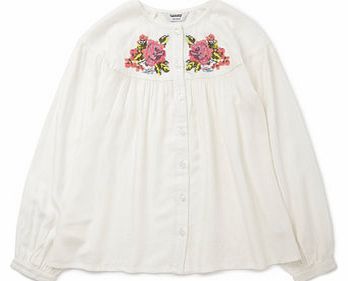 Bhs Girls Tammy Girl Embroidered Sleeve Tunic, ivory