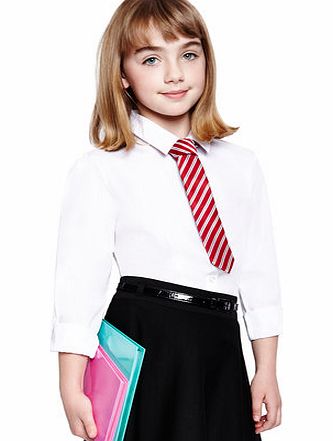 Bhs Girls Tammy Roll Up Sleeve School Blouse, white