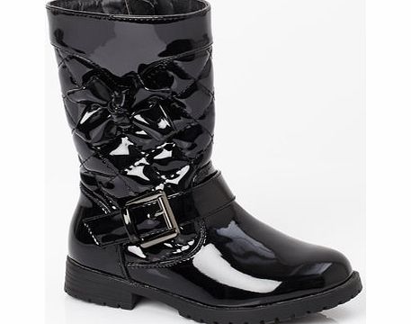 Bhs Girls Younger Girls Patent Quilted Boots, black