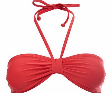 Bhs Great Value Plain Red Bandeau Bikini Top, red