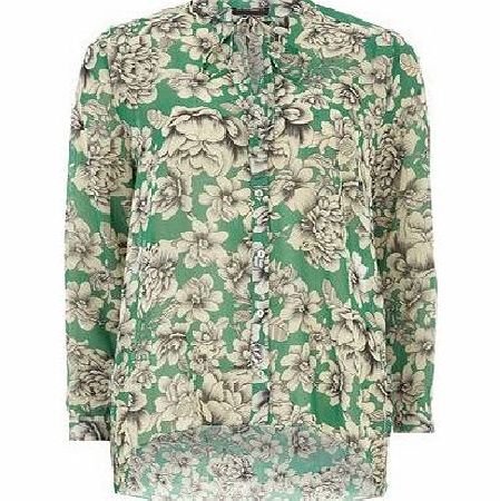 Bhs Green Floral Pussybow Blouse, green 19125909533