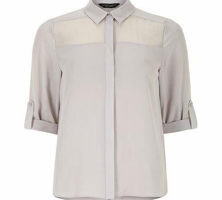 Bhs Grey sheer insert blouse, grey 19117540870