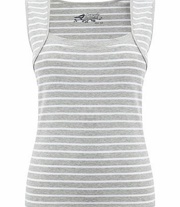 Bhs Grey/white Stripe Square Neck Vest, grey/white