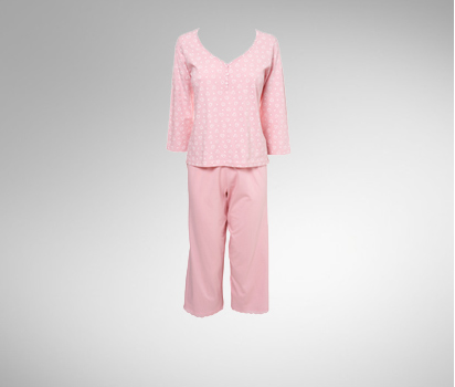 Heart print crop pant jersey pyjama