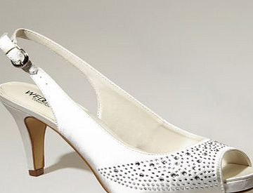 Ivory kitty Sequin Sling Back Shoes, ivory