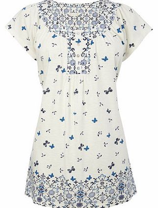 Ivory Short Sleeve All Over Print Tunic, Ivory