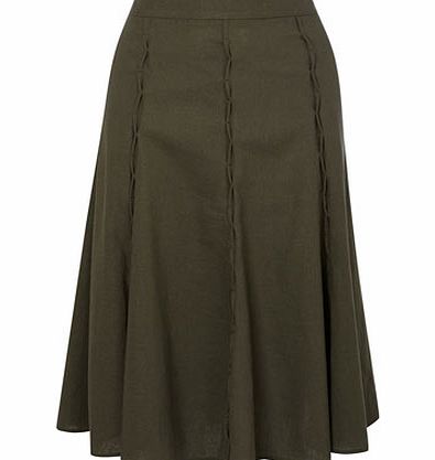 Bhs Khaki Linen Pull On Skirt, khaki 355100720