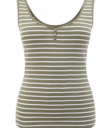 Bhs Khaki Stripe Sweetheart Vest, khaki 2422720720