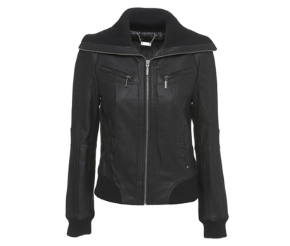 bhs Leather rib collar bomber