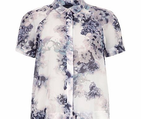 Bhs Lilac Floral boxy shirt, purple 19121410924