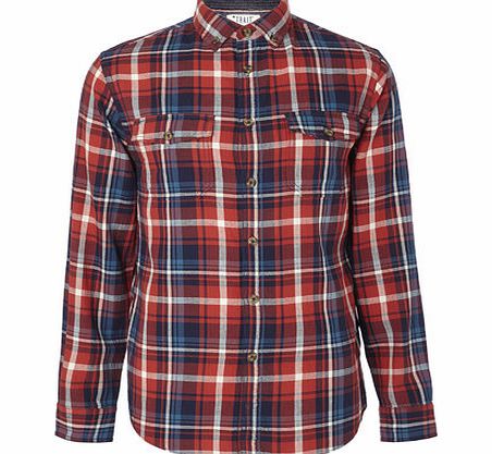 Long Sleeve Herringbone Check, Red BR51T02FRED