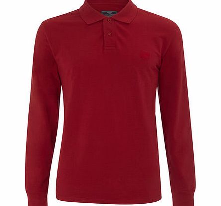 Long Sleeved Red Polo Shirt, Red BR54P05GRED