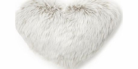 Luxury Polar Faux Fur Heart Cushion, grey
