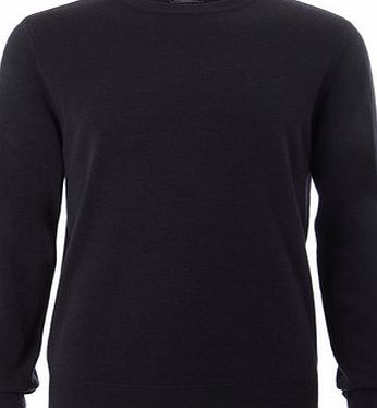 Bhs Mens 2`` Longer Supersoft Navy Crew Neck Jumper,