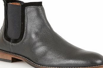 Bhs Mens Black Burnley Leather Boots, BLACK