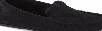 Bhs Mens Black Cord Moccasin Slippers, Black