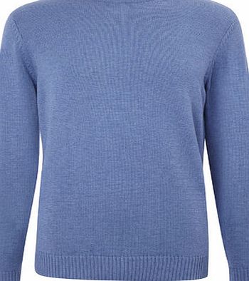Bhs Mens Blue Cotton Rich Crew Neck Jumper, Blue