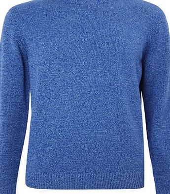 Bhs Mens Blue Cotton Twist Crew Neck Jumper, Blue