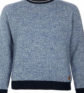 Bhs Mens Blue Twist Crew Neck Jumper, BLUE/GREY
