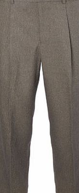 Bhs Mens Brown Texture Pleat Front Trousers, Brown